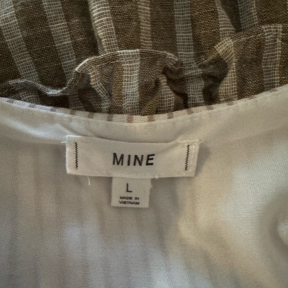 Mine CottageCore Boho Chic Striped Lined 100% Cotton Tunic Dress w/bow detail - Picture 7 of 9